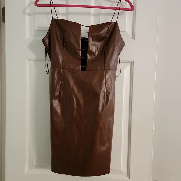 Lovely Day | Dresses | Lovely Day Brown Leather Dress Large | Poshmark
